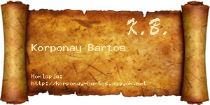 Korponay Bartos névjegykártya
